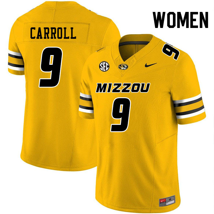 Women #9 Marcus Carroll Missouri Tigers College Football Jerseys Stitched-Gold